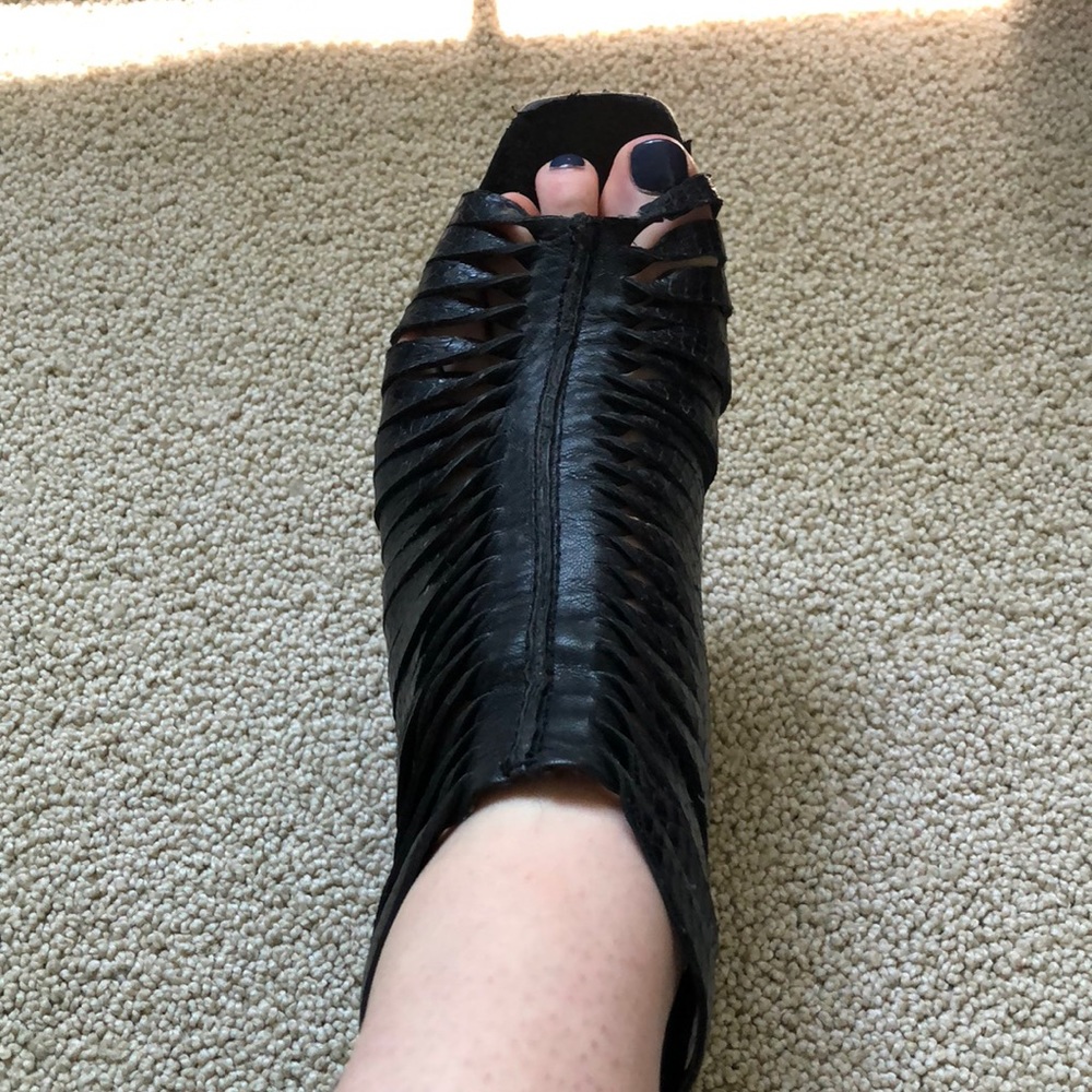 Strappy black heels
